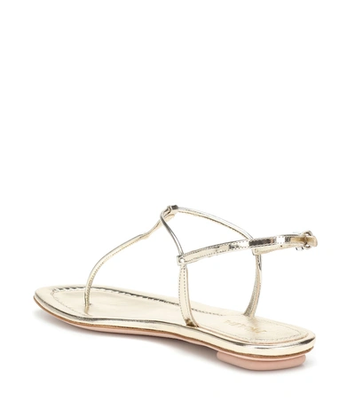 Shop Prada Metallic Leather Sandals In Gold