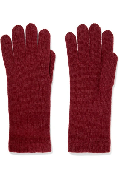 Shop Johnstons Of Elgin Cashmere Gloves In Burgundy