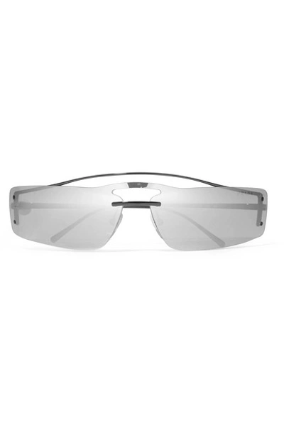 Shop Prada Square-frame Metal Mirrored Sunglasses In Silver