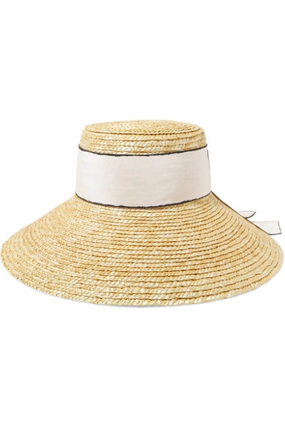 Shop Eugenia Kim Annabelle Grosgrain-trimmed Straw Hat In Beige