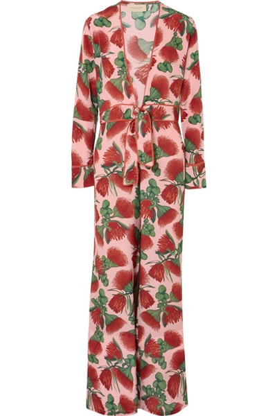 Shop Adriana Degreas Fiore Floral-print Silk Crepe De Chine Jumpsuit In Blush