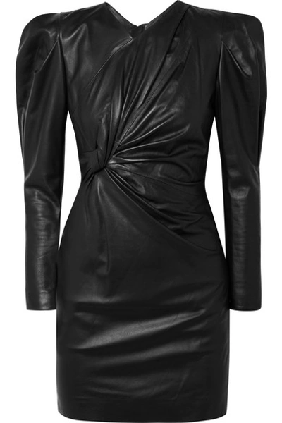 Shop Isabel Marant Cobe Twisted Leather Mini Dress In Black