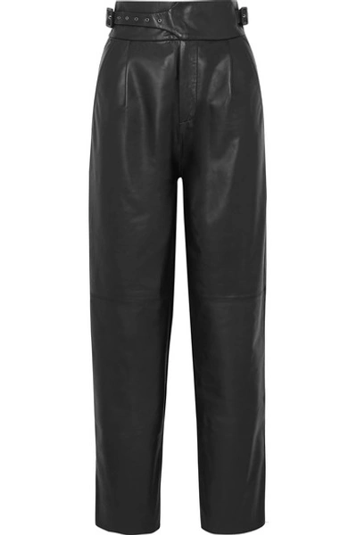 Shop Sea Indiana Leather Straight-leg Pants In Black