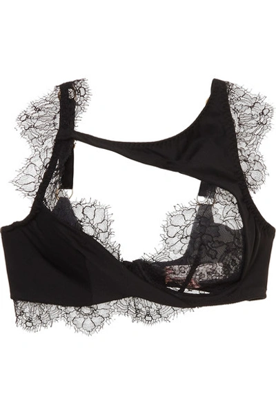 Shop Agent Provocateur Demi Leavers Lace And Stretch-jersey Underwired Bra In Black
