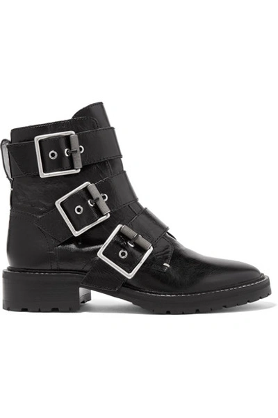 Shop Rag & Bone Cannon Buckled Glossed-leather Ankle Boots In Black