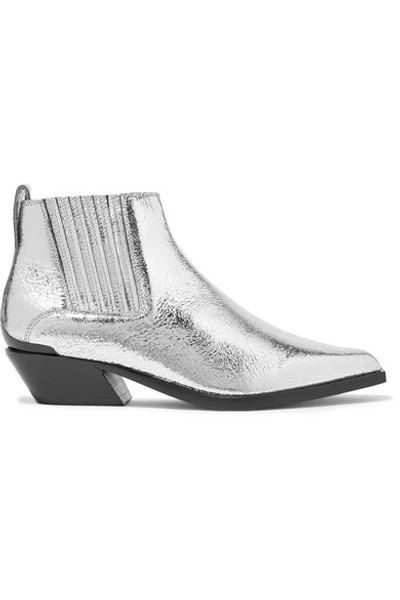 Shop Rag & Bone Westin Metal-trimmed Metallic Textured-leather Ankle Boots