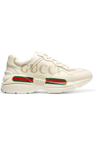 Shop Gucci Rhyton Logo-print Leather Sneakers In White