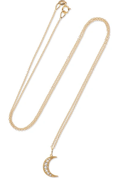 Shop Andrea Fohrman Crescent Moon 18-karat Gold Diamond Necklace