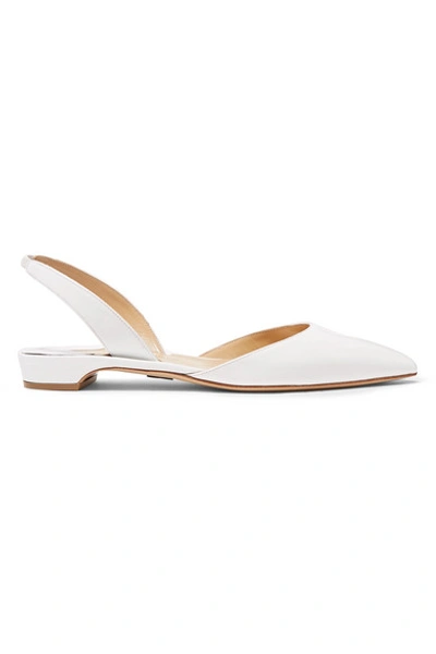 Shop Paul Andrew Rhea Patent-leather Point-toe Flats In White