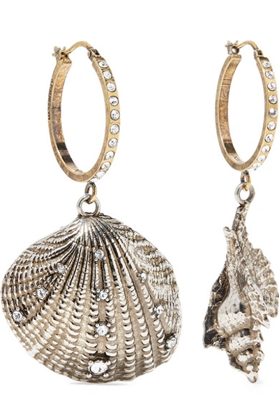 Shop Alexander Mcqueen Silver And Gold-tone Swarovski Crystal Hoop Earrings