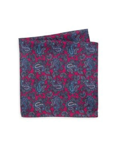 Shop Saks Fifth Avenue Collection Silk Polka Dot & Paisley Pocket Scarf In Pink Blue