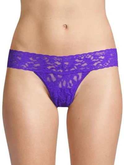 Shop Hanky Panky Low-rise Lace Thong In Electric Purple