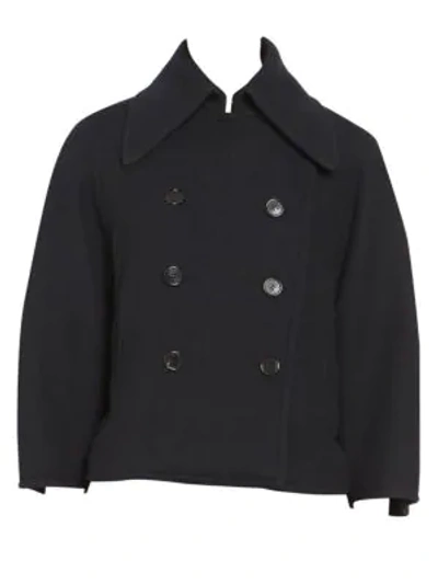 Shop Chloé Iconic Soft Wool Cropped Peacoat In Iconic Navy