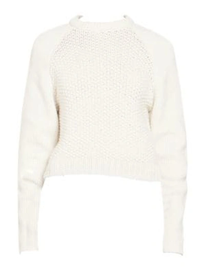 Shop Chloé Chunky Wool Long Sleeve Knit Pullover In White