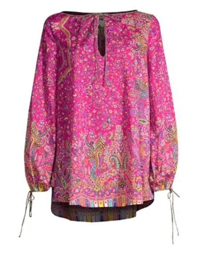 Shop Etro Paisley Boatneck Step Hem Top In Pink