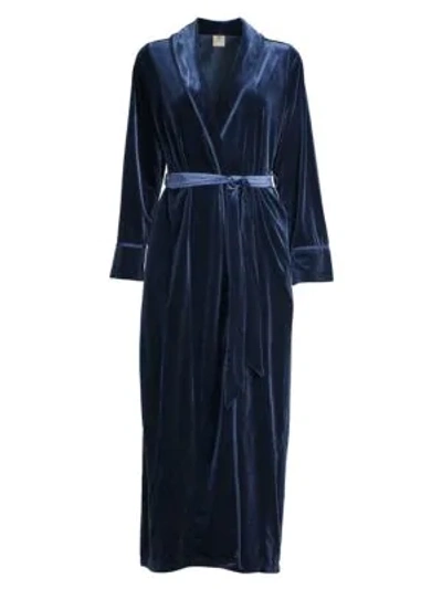 Shop Jonquil Hampton Court Velvet Robe In Smoke Blue