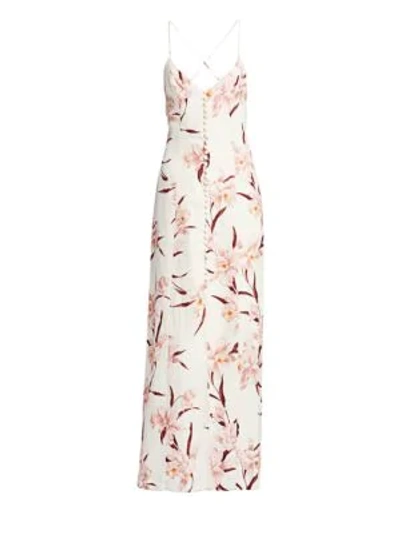 Shop Zimmermann Corsage Linen Orchid Maxi Dress In Ivory Peach Orchid
