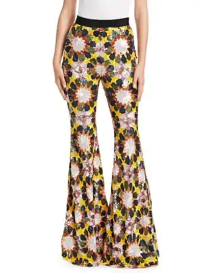 Shop Alchemist Iman Sequin Flare Pants In Multi