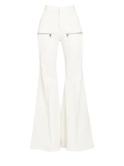 Shop Chloé Stretch Denim Flare Leg Jeans With Front Pockets In Dusty White