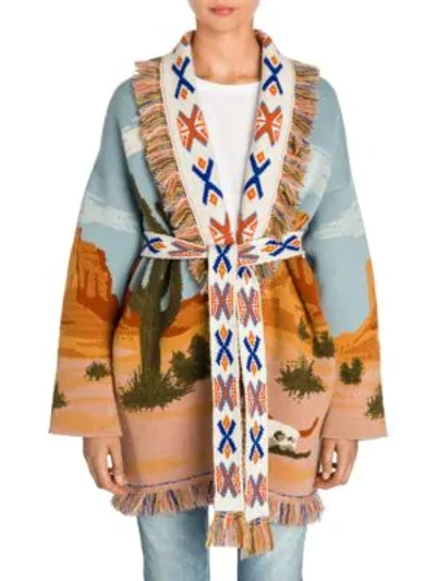 Shop Alanui Canyon Sunrise Knit Cashmere Cardigan In Multi