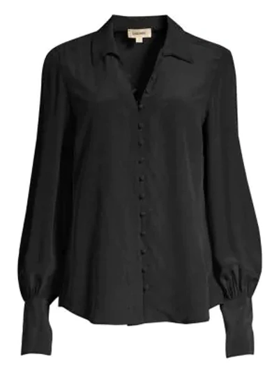Shop L Agence Naomi Button-loop Silk Blouse In Black
