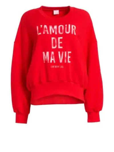 Shop Cinq À Sept L'amour De Ma Vie Cotton Sweatshirt In Brick White