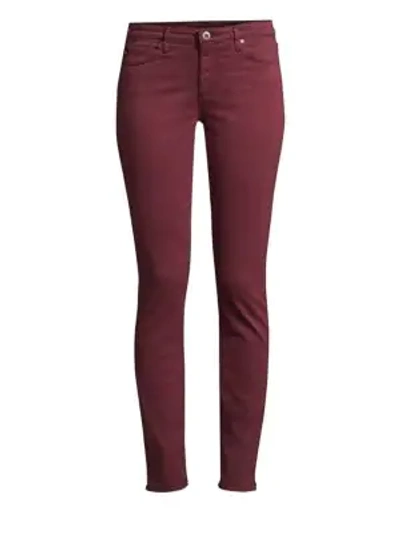 Shop Ag Prima Mid-rise Sateen Cigarette Jeans In Sulfur Rich Carmine