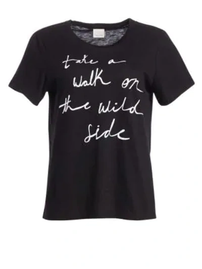 Shop Cinq À Sept Take A Walk On The Wild Side Cotton Graphic Tee In Black White