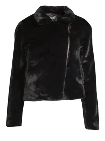 Shop Apparis Leila Faux Fur Crop Jacket In Noir