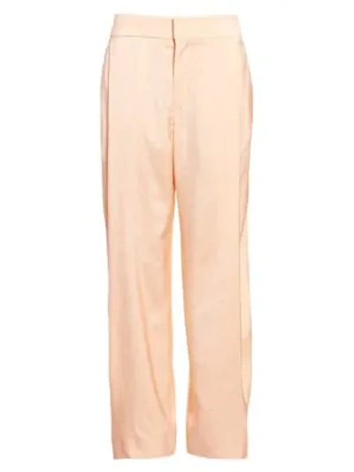 Shop Chloé Fluid Twill Pleat Front Soft Trousers In Apricot Pink