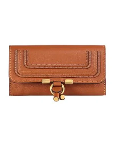 Shop Chloé Marcie Leather Continental Wallet In Tan