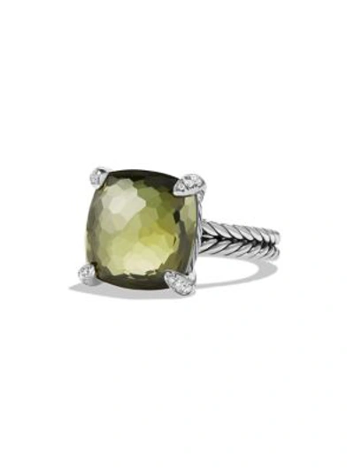 Shop David Yurman Châtelaine® Ring With Gemstone And Diamonds In Green Orchid