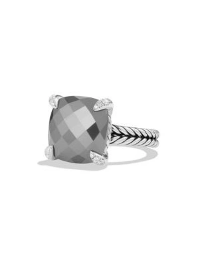 Shop David Yurman Châtelaine® Ring With Green Orchid And Diamonds In Silver