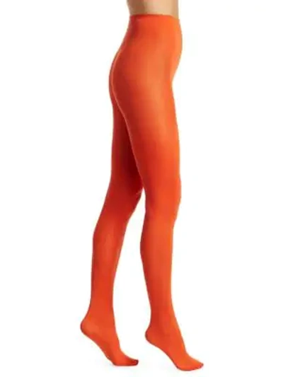 Shop Wolford Velvet De Luxe Opaque 66 Tights In Tangerine