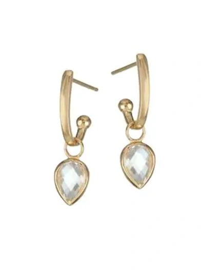 Shop Anzie Classique 14k Yellow Gold White Topaz Pear Charm Earrings In Silver