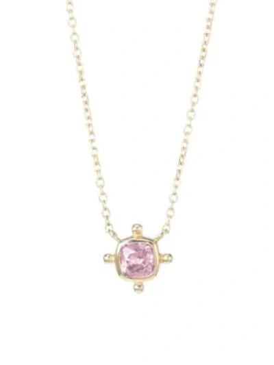 Shop Anzie Dew Drop 14k Yellow Gold & Malaya Garnet Pendant Necklace In Pink