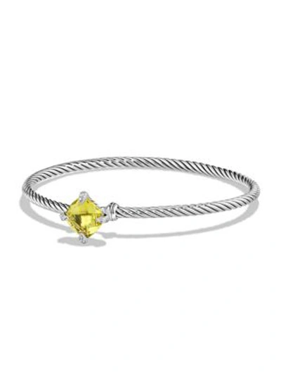 Shop David Yurman Châtelaine® Diamond & Gemstone Cabled Bracelet In Lemon Citrine