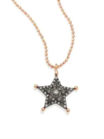 Shop Kismet By Milka Sherriff Star Champagne Diamond & 14k Rose Gold Pendant Necklace In Rose Gold Black