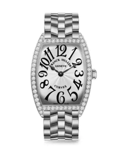 Shop Franck Muller Women's Cintree Curvex 43mm Stainless Steel & Diamond Bracelet Watch In Silver