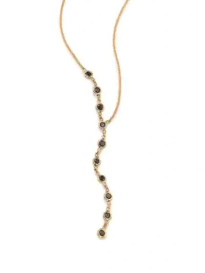 Shop Jacquie Aiche Black Diamond & 14k Yellow Gold Asymmetrical Y Necklace In Gold Black