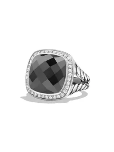 Shop David Yurman Albion Ring With Diamonds In Sterling Silver In Hematine