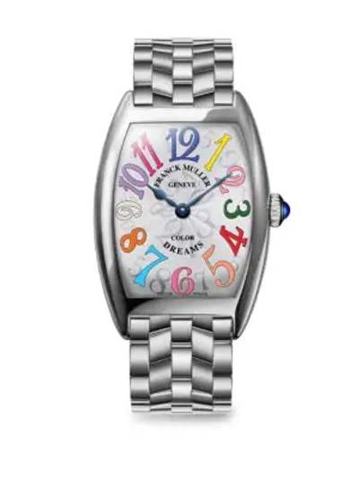 Shop Franck Muller Cintree Curvex 35mm Color Dreams Stainless Steel Watch In Silver