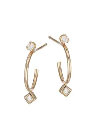 Shop Zoë Chicco 14k Yellow Gold & Diamond Thin Huggie Hoop Earrings