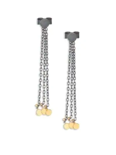 Shop Sia Taylor Dots 18k Yellow Gold & Sterling Silver Fringe Chain Drop Earrings In Silver Gold