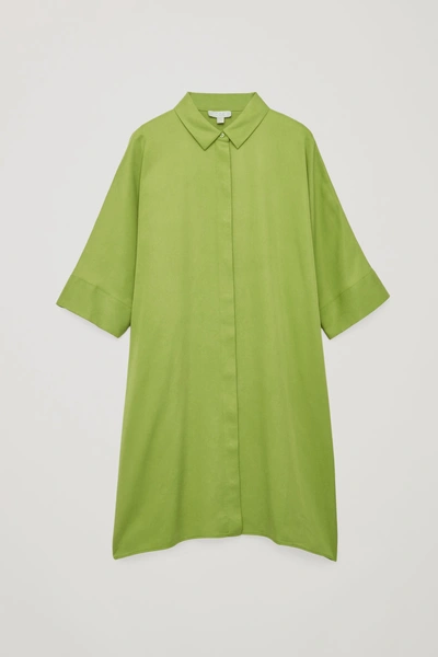 Shop Cos Draped Boxy Shirt Dress In Green