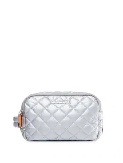 Shop Mz Wallace Sam Quilted Nylon Cosmetic Bag In Silver