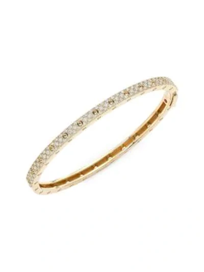 Shop Roberto Coin Symphony 18k Yellow Gold & Pavé Diamond Bangle Bracelet
