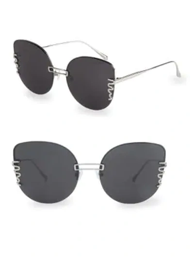 Shop For Art's Sake Girlboss 61mm Cat Eye Sunglasses In Black