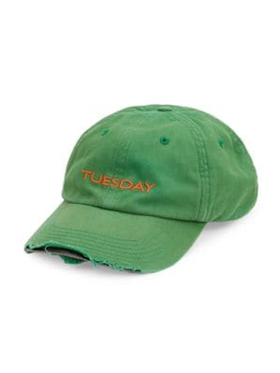 Shop Vetements Tuesday Embroidered Weekday Baseball Cap In Tuesday Green