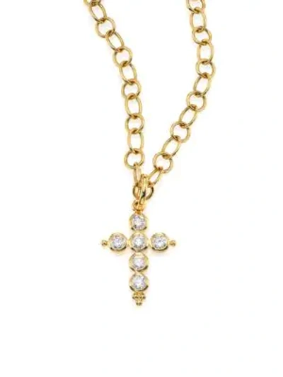 Shop Temple St Clair Classic Diamond & 18k Yellow Gold Cross Pendant